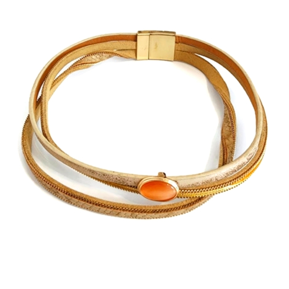 womens boho choker leather necklace